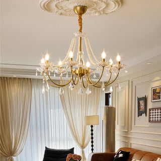 Cevaris Lustre Postmoderne de Luxe en Cristal et Perles