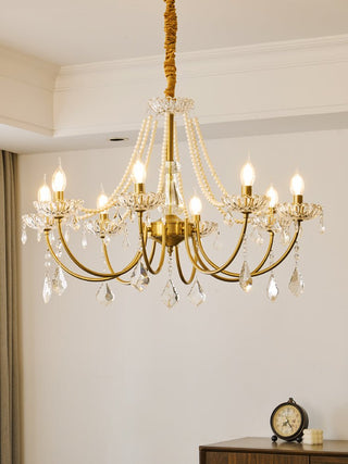 Cevaris Lustre Postmoderne de Luxe en Cristal et Perles
