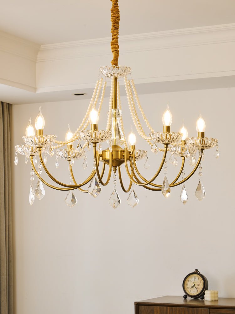 Lorilia Lustre Postmoderne de Luxe en Cristal et Perles