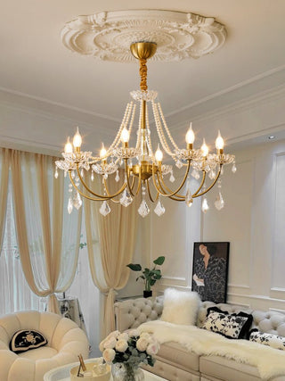 Cevaris Lustre Postmoderne de Luxe en Cristal et Perles