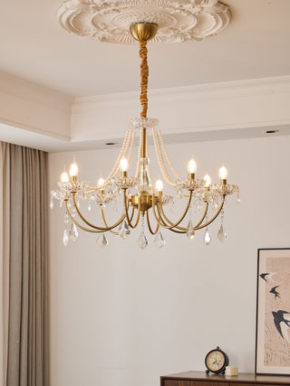 Cevaris Lustre Postmoderne de Luxe en Cristal et Perles
