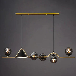 Ray Moderne LED Suspension Noir/Or Verre Salon/Chambre à Coucher