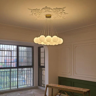 Lustra Lustre en Verre avec Guirlande en Verre Dépoli-Luire