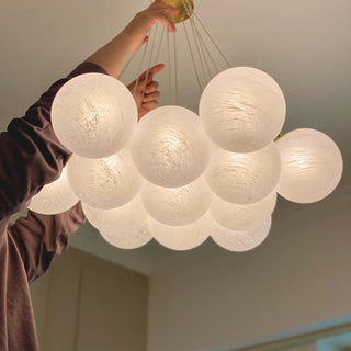 Lustra Lustre en Verre avec Guirlande en Verre Dépoli-Luire