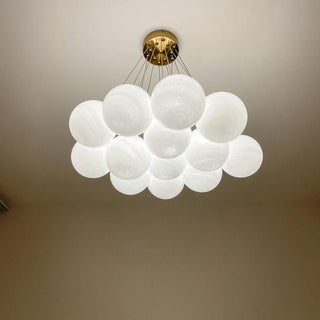 Lustra Lustre en Verre avec Guirlande en Verre Dépoli-Luire