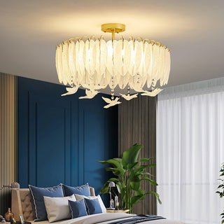 Solara Plafonnier en Verre Plume Oiseau Élégant