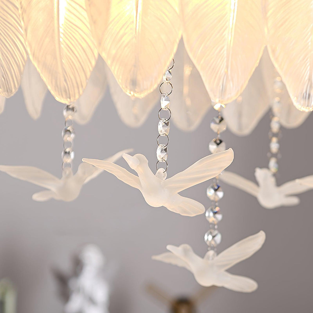 Jovios Plafonnier en Verre Plume Oiseau Élégant