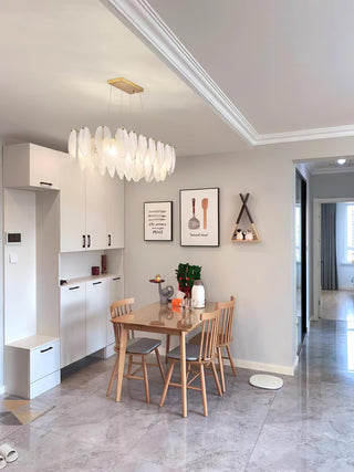 Lustra Lustre en Plumes et Verre Givré Superposé