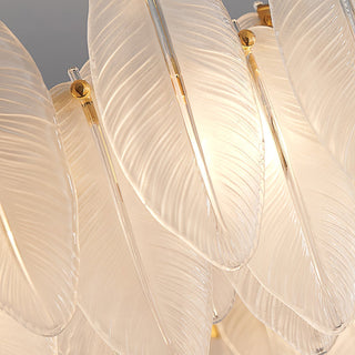 Lustra Lustre en Plumes et Verre Givré Superposé