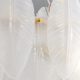 Lustra Lustre en Plumes et Verre Givré Superposé
