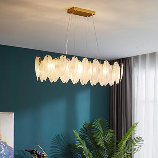 Lustra Lustre en Plumes et Verre Givré Superposé