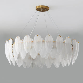 Lustra Lustre en Plumes et Verre Givré Superposé