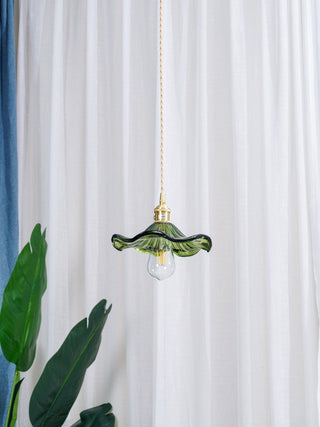 Nerisse Suspension en Verre et Laiton Vintage