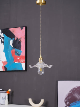 Nerisse Suspension en Verre et Laiton Vintage