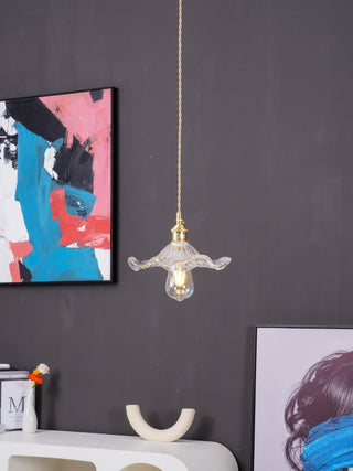 Nerisse Suspension en Verre et Laiton Vintage