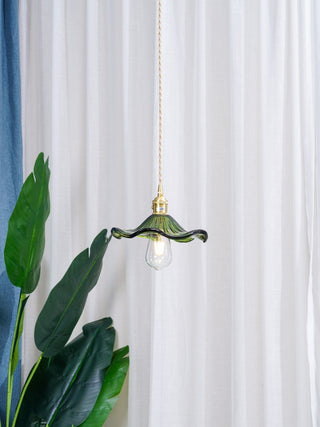 Nerisse Suspension en Verre et Laiton Vintage