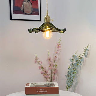 Nerisse Suspension en Verre et Laiton Vintage