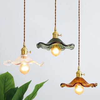 Nerisse Suspension en Verre et Laiton Vintage