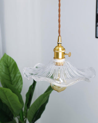 Nerisse Suspension en Verre et Laiton Vintage