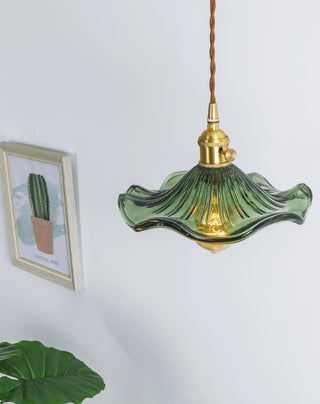 Nerisse Suspension en Verre et Laiton Vintage