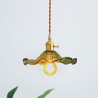 Nerisse Suspension en Verre et Laiton Vintage