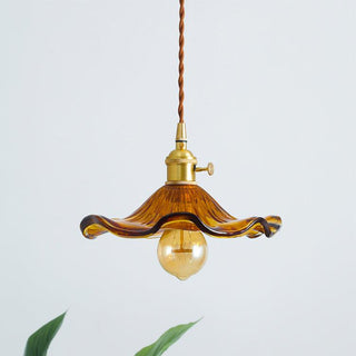 Nerisse Suspension en Verre et Laiton Vintage