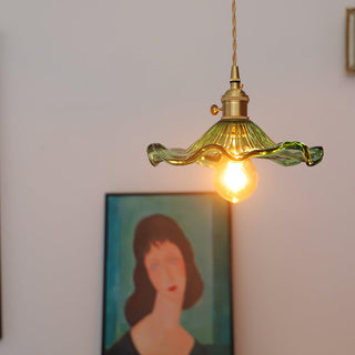 Nerisse Suspension en Verre et Laiton Vintage