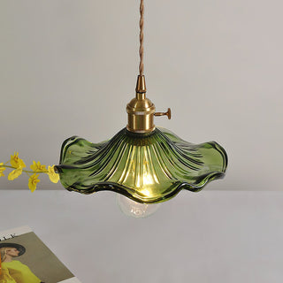 Nerisse Suspension en Verre et Laiton Vintage