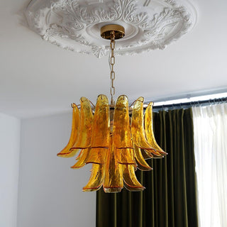Aurora Lustre Murano Verre Feuille Doré