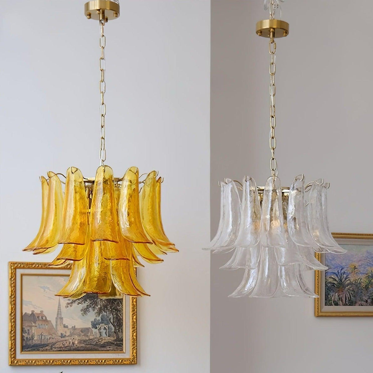 Torio Lustre Murano Verre Feuille Doré