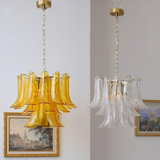 Aurora Lustre Murano Verre Feuille Doré