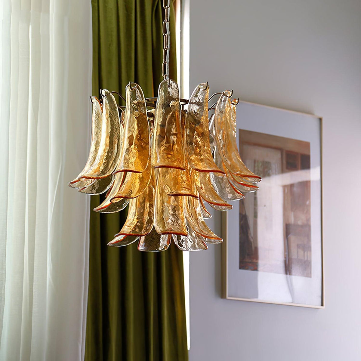 Torio Lustre Murano Verre Feuille Doré