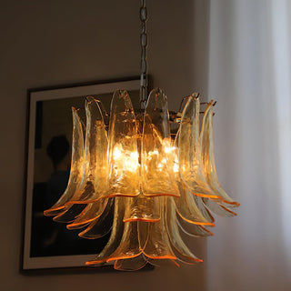 Aurora Lustre Murano Verre Feuille Doré