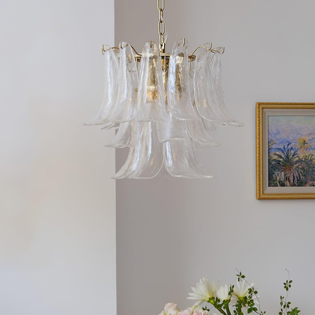 Torio Lustre Murano Verre Feuille Doré