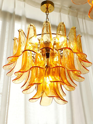 Aurora Lustre Murano Verre Feuille Doré