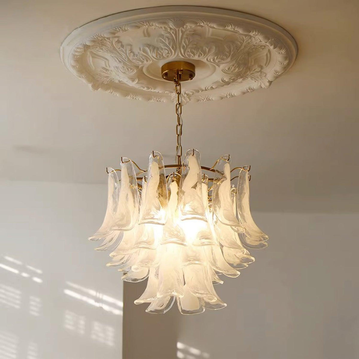 Torio Lustre Murano Verre Feuille Doré