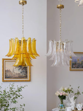 Aurora Lustre Murano Verre Feuille Doré