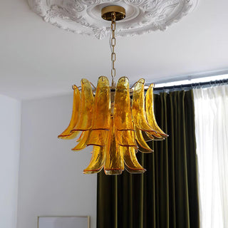 Aurora Lustre Murano Verre Feuille Doré