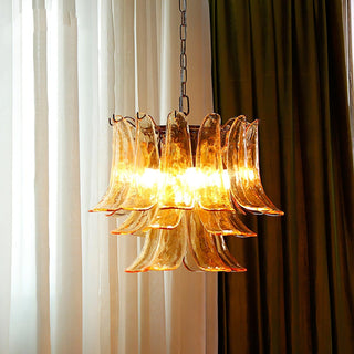 Aurora Lustre Murano Verre Feuille Doré