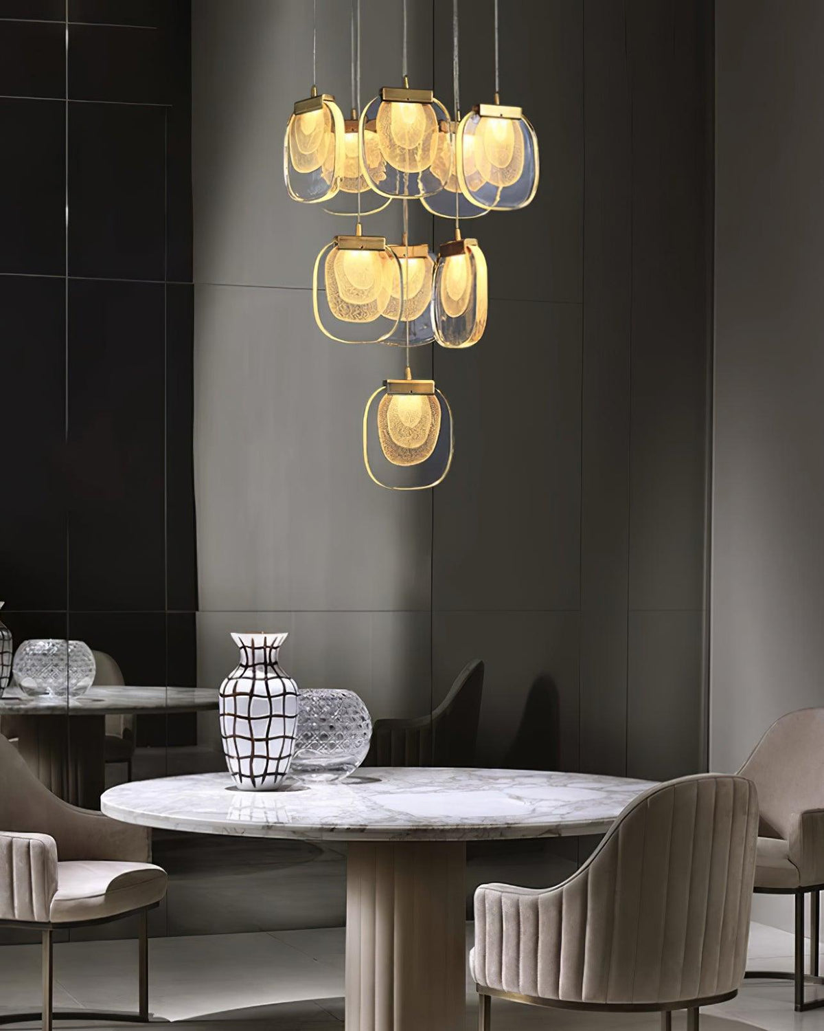 Avesia Minimalist Glass Pendant Light Staircase-Neutral Decor