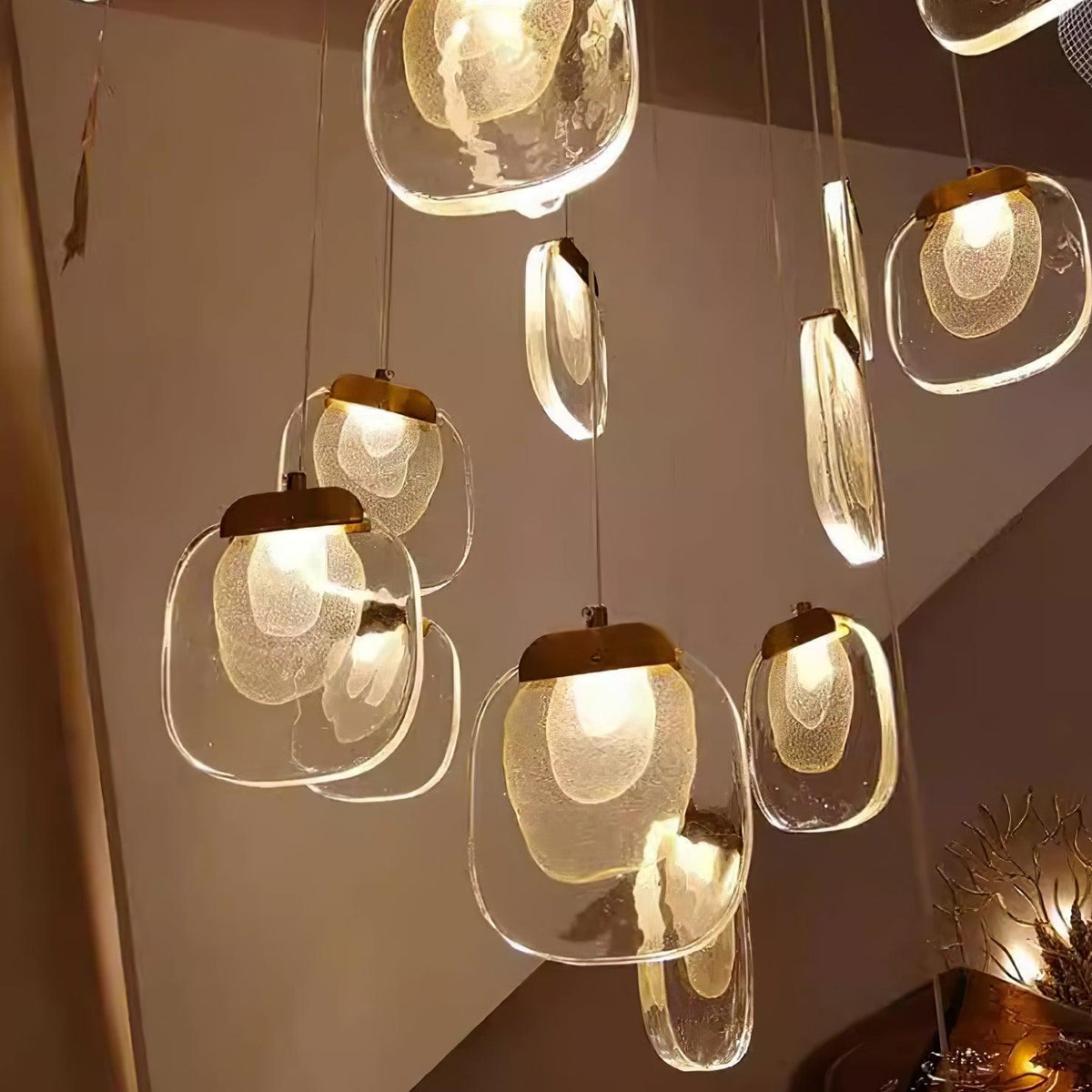 Avesia Minimalist Glass Pendant Light Staircase-Neutral Decor