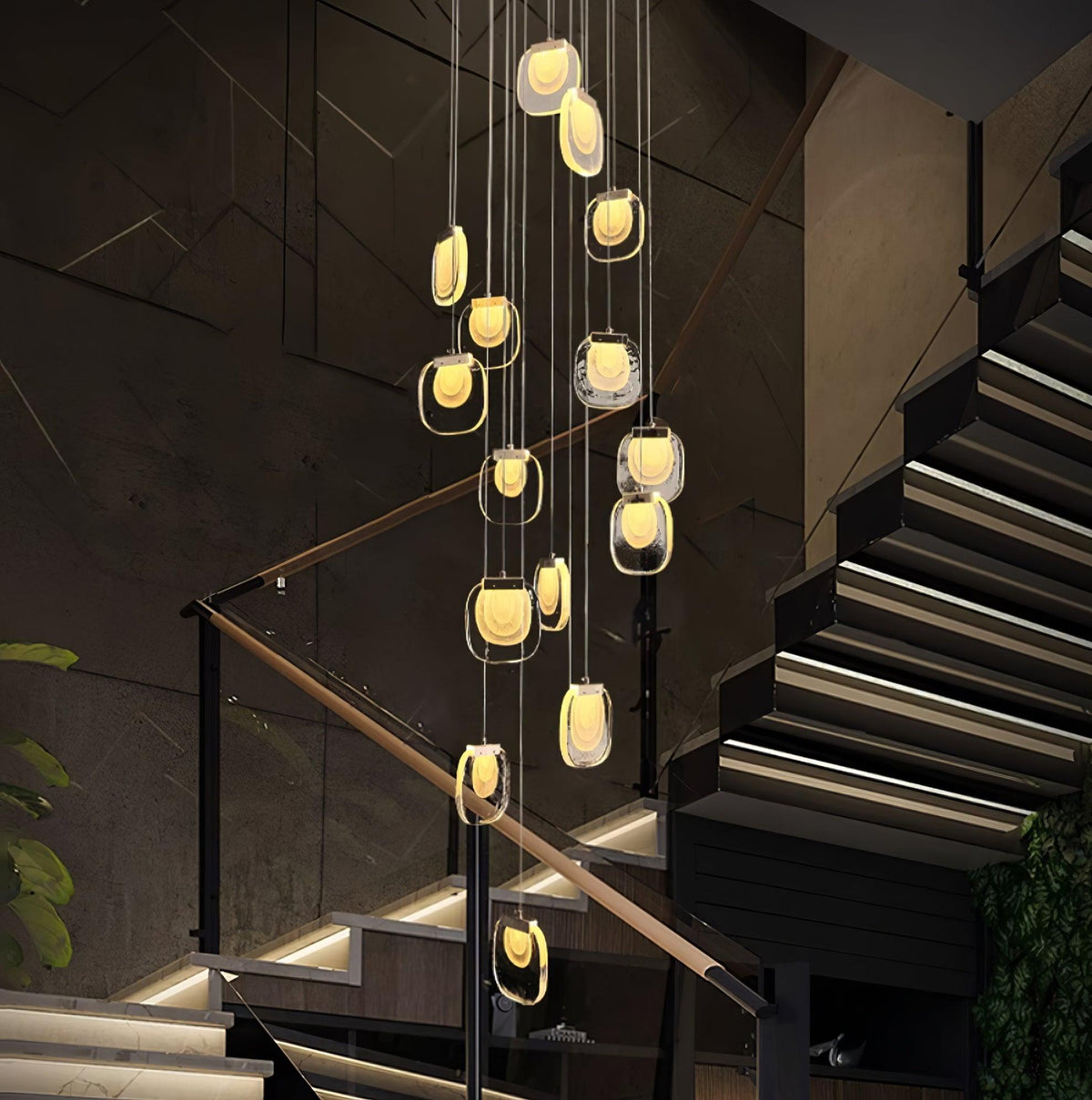 Avesia Minimalist Glass Pendant Light Staircase-Neutral Decor