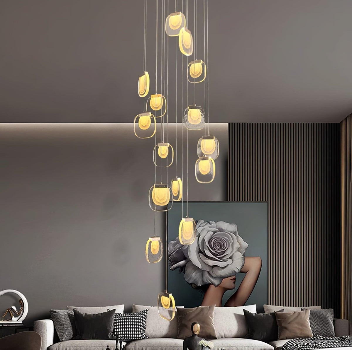 Avesia Minimalist Glass Pendant Light Staircase-Neutral Decor