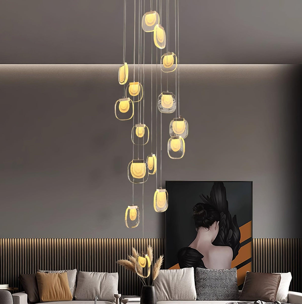 Avesia Minimalist Glass Pendant Light Staircase-Neutral Decor
