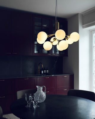 Lustra Suspension en Verre Globe Cluster Laiton