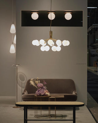 Lustra Suspension en Verre Globe Cluster Laiton