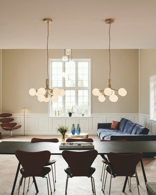 Lustra Suspension en Verre Globe Cluster Laiton