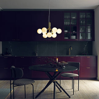 Lustra Suspension en Verre Globe Cluster Laiton
