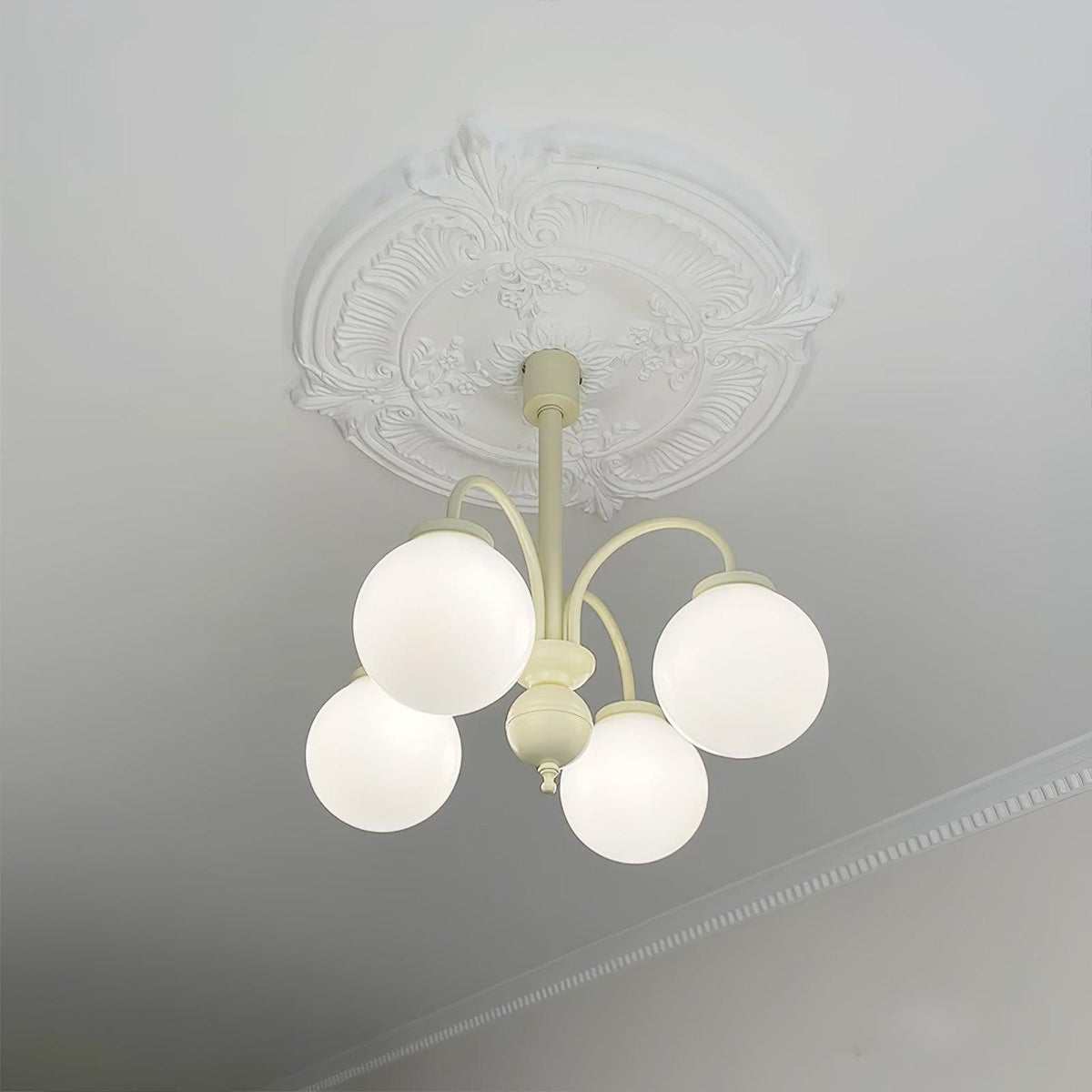 Toreira Lustre Sphères en Verre Crème