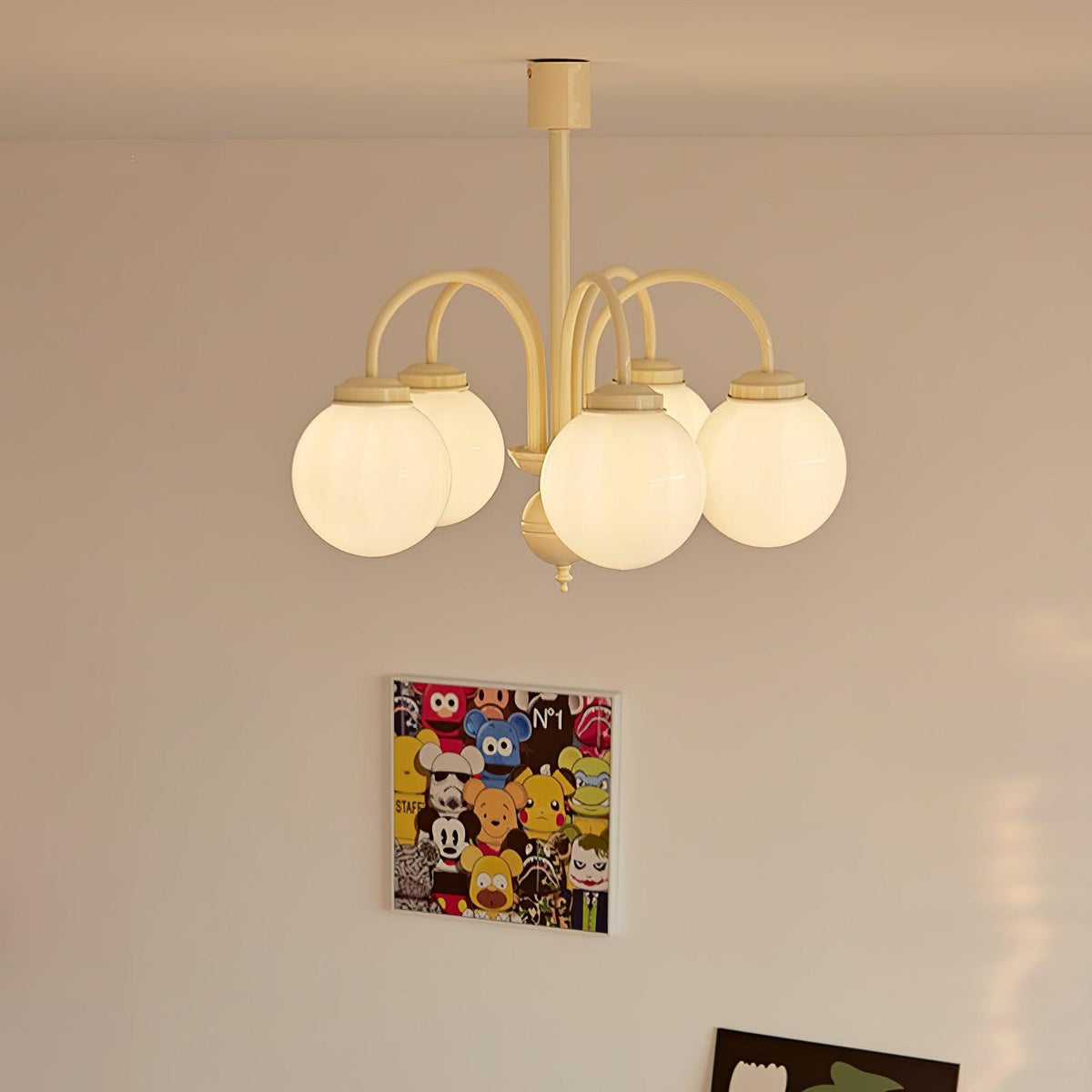 Toreira Lustre Sphères en Verre Crème